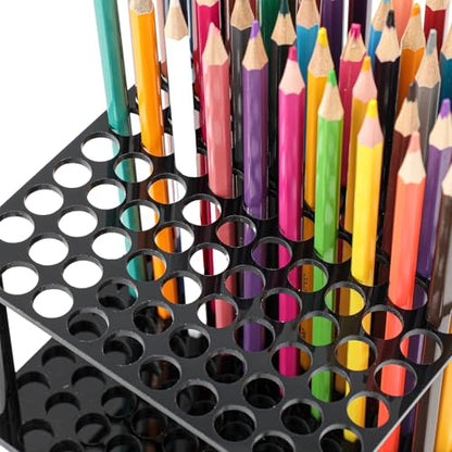 Outus 96 Holes Pencil Brush Holder Acrylic Paintbrush Holders Desk Organizer Stand Holder for Pencil Pen Paint Brushes Modeling Tool Office Art Supplies(Black) - color: Black