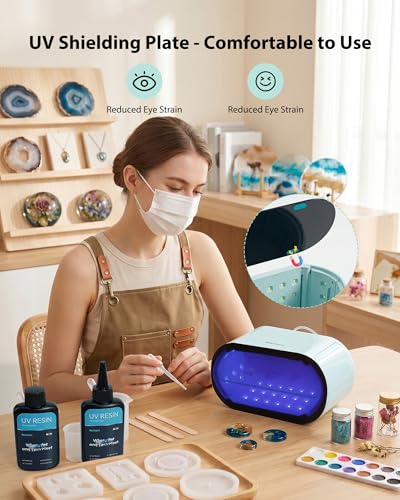 Resiners UV Light for Resin, Fast Even Curing Lamp with 360° UV Coverage, 48 LEDs Magnetic 2-in-1 Split Design, 1/3/5/10 min Timer, UV Light for Resin Curing, Jewelry, Trays & DIY Crafts
