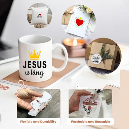 56 Stencils of Bible-Style Paintings with Storage Rings, 4-inch Reusable Bible Decorative Hollow Stencils, Classic Bible Pattern Quotes, Suitable for Painting and Spray Painting Creations