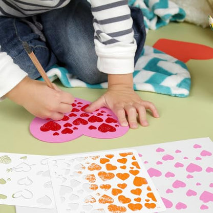 JarThenaAMCS 16Pcs Heart Shaped Stencils Assorted Stencils Reusable Love Heart Plastic Drawing Painting Template for Mother's Day Valentine's Day DIY Art Craft Painting on Wood - style: Heart