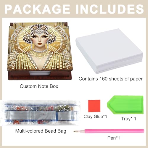 Diamond Painting Kit memo Box, Diamonds Art DIY Queen Patterns Sticky Note Box Special Shape Drill, with 160 Sticky Note, Ideal for Home Office Supplies, Handicrafts, Holiday Gifts - color: Queen