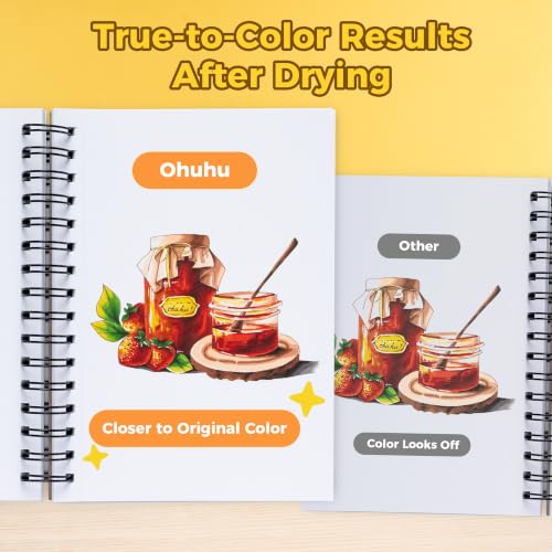 Ohuhu Marker Pad Sketchbook - 5.5"x8.5" Small Paper Size - 120 LB/200 GSM Smooth Drawing Paper - 60 Sheets/120 Pages, Spiral Bound Sketching Book for Alcohol Markers - size: 5.5" x 8.5"