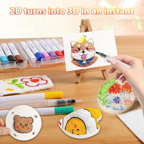 Wanbeiooray 44Pcs 3D Foam Art Kit, Paint Pens, Texture Paper, Beaded Chains | Soft foam paper & vibrant acrylic paint pens; great for DIY art, classroom crafts, party favors & creative gifts