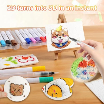 Wanbeiooray 44Pcs 3D Foam Art Kit, Paint Pens, Texture Paper, Beaded Chains | Soft foam paper & vibrant acrylic paint pens; great for DIY art, classroom crafts, party favors & creative gifts