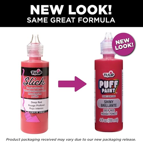 Tulip 41402 Dimensional Fabric Paint 4oz Slick Deep Red - color: SHINY DEEP RED, size: 4 Fl Oz (Pack of 1)