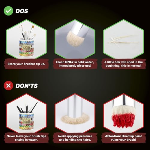 The Army Painter Masterclass Drybrush Set, Acrylic, 3 Sizes Hobby Drybrushes, Goat Hair Brush Set: 15 mm Mighty Drybrush, 12 mm Moderate Drybrush, 7 mm Miniature Drybrush for Tabletop Roleplaying