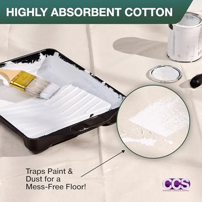CCS Canvas Drop Cloth for Painting – All Purpose Cotton Duck Cloth Tarp for Curtains, Tablecloths, Backdrops – Washable & Reusable Floor Cover & Dust Sheet for Furniture (14x16 Ft) - size: 14 by 16 Feet