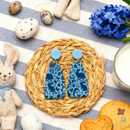 CHGCRAFT 4 Pcs Easter Polymer Clay Texture Sheets Easter Eggs Silicone Texture Stamp Bunnies Clay Texture Mat Chickens Crosses Modeling Pattern Pad for Jewelry and Clay Earrings Tools, 5.5x5.5 inch - style: Easter Eggs