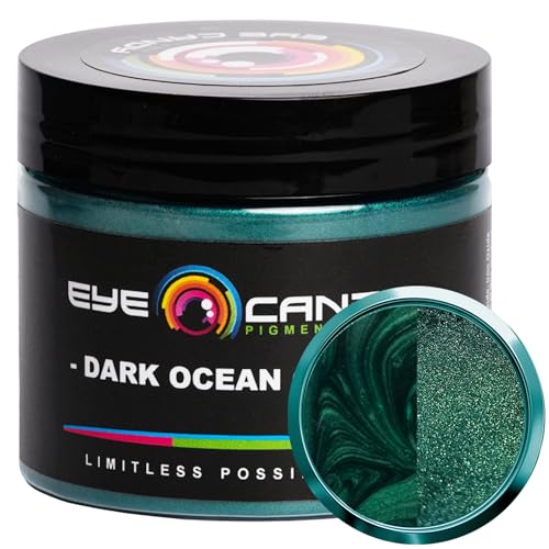 Eye Candy Pigments Premium Green Mica Powder - Dark Ocean Green (50gr) - for Epoxy, Resin, Soap, Paint, Woodworking, Acrylic Pouring, Bath Bombs, Fishing Lures - DIY Arts and Crafts Additive - color: Dark Ocean Green