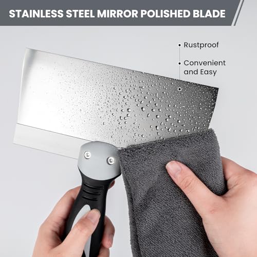 Mister Rui 14" Drywall Taping Knife, Stainless Steel Paint Scraper, Drywall Skimming Blade, Plastering Spatula Tools, Ergonomic Handle for Joint Taping