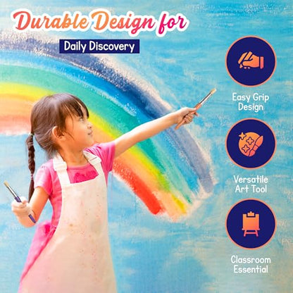 4E's Novelty 12Pcs Kids Paint Brushes, Thick Round & Flat Paint Tools for Kids Arts & Crafts, Preschool Toddler Paint Brush for Acrylic Paint, Teachers Classroom Supplies