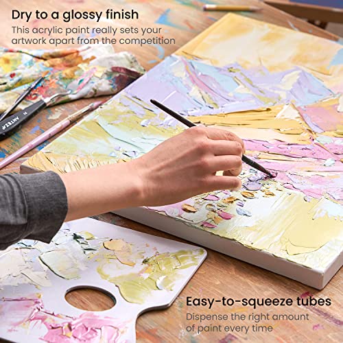 ARTEZA Pastel Acrylic Paint, Set of 8, Metallic Tones, 4.06 fl oz Tubes, High Viscosity Water-Based Paint, Glossy Finish, Art Supplies for Painting Paper, Canvas, Wood and Fabric, and DIY Projects - style: 8 x 120ml (4.06 fl oz) Pastel