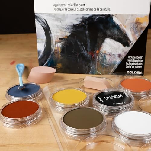 PanPastel Artist Pastels by GOLDEN, Sketch & Tone Set, 7 Color, Professional Artist Pastels, Unique Pan Format (cake-like)