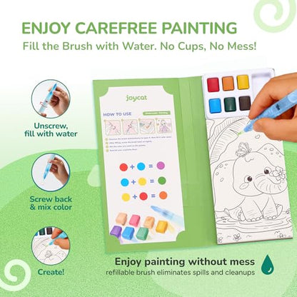 JoyCat 2 Pack Pocket Paint with Water Coloring Books for Kids, Art & Craft Activity Toy Set, Creative Travel & Home Painting Kit, Gifts for Girls & Boys Ages 3-8 (Ocean Princess & Animals) - style: 2 Pack - Ocean Princess & Animals