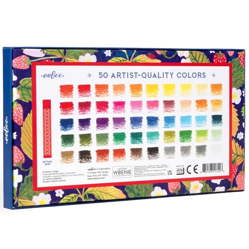 eeBoo Oil Pastels Strawberry Peeps - 50 Artist-Quality Blendable Color Sticks, Bold Pigments for Drawing & Blending, Sliding Gift Box, Kids Ages 5+ - style: Rainbow Peeps