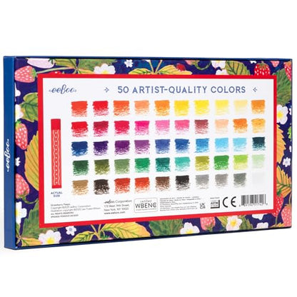 eeBoo Oil Pastels Strawberry Peeps - 50 Artist-Quality Blendable Color Sticks, Bold Pigments for Drawing & Blending, Sliding Gift Box, Kids Ages 5+ - style: Rainbow Peeps