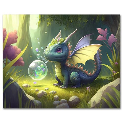 TUMOVO Paint by Numbers Cute Little Dragon DIY Paint by Numbers Kit for Adults and Kids DIY Canvas Painting by Numbers Watercolor Oil Painting Acrylic Painting Arts and Craft 16x20 Inch - color: Artwork-05