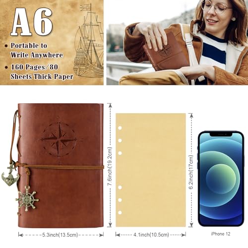 MALEDEN Refillable Spiral Daily Notepad Classic Embossed Travel Journal Diary - color: Brown