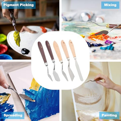PATIKIL Art Spatula, No.11 16mm Stainless Steel Flexible Palette Knife Painting Knife Painting Spatula Oil Painting Mixing Scraper with Wood Handle for Canvas Acrylic Painting, Brown - style: No.11