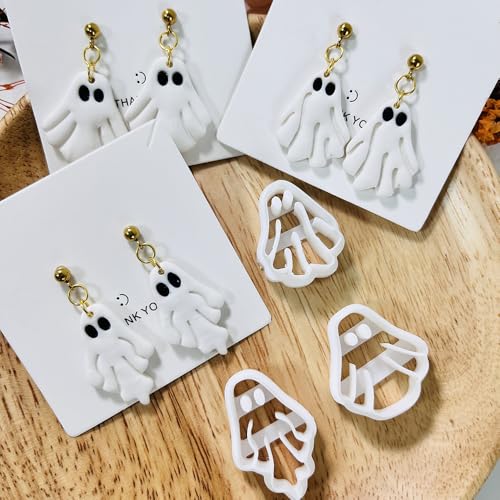Xaekicr Halloween Ghost Polymer Clay Cutters – 3 Pcs Spooky Clay Cutters for Earrings and DIY Crafts, Polymer Clay Tools for Jewelry Making - color: X color