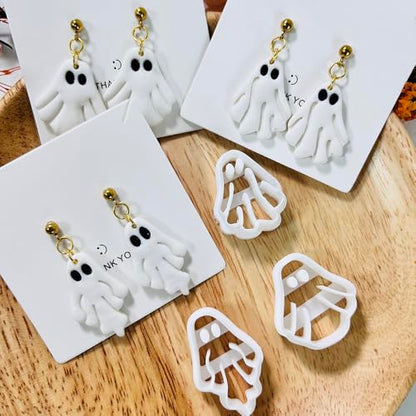 Xaekicr Halloween Ghost Polymer Clay Cutters – 3 Pcs Spooky Clay Cutters for Earrings and DIY Crafts, Polymer Clay Tools for Jewelry Making - color: X color