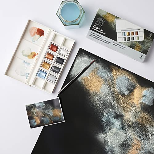 Winsor & Newton Cotman Watercolor Paint Set, 8 Half Pan, Metallic Colors w/ Brush - style: 8 Half Pan Metallic Colors