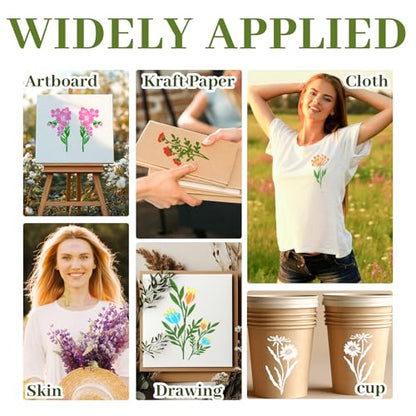 18 Sheet Reusable Flower Stencils for Painting,Stencils for Painting on Wood,Large Floral Stencil Templates with Leaf Vine Designs for DIY Crafts,Home Decor,Furniture Art - style: Art Deco