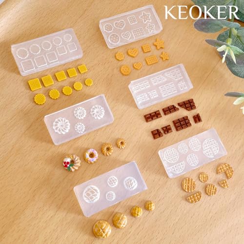 KEOKER 12pcs Polymer Clay Molds, Dessert & Bread Silicone Molds, Earring Molds - color: A Color