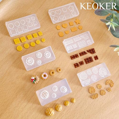 KEOKER 12pcs Polymer Clay Molds, Dessert & Bread Silicone Molds, Earring Molds - color: A Color