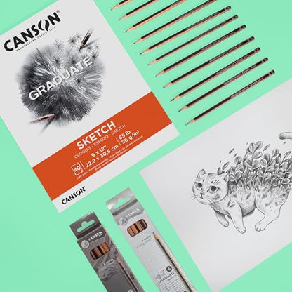 Canson Graduate Sketch Pad, Foldover, 11x14 inch, 40 Sheets | Artist Paper for Adults and Students - Drawing, Sketching and Art Journaling | (Pack of 6) - size: 11x14 inch (Pack of 6)