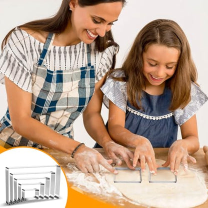 Rectangle Cookie Cutters Egg Biscuit for Kids DIY School Lunchbox Bento Box Fruit Vegetable Sandwich Cutters for Baking Party Christmas Holiday, Pack of 5 - style: Rectangle 5pcs
