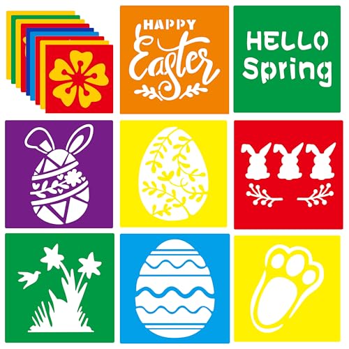 24 Pieces Easter Stencils,Large Spring Drawing Stencils Chalk Template,8 Inches Washable Shape Template Stencils Kit for Crafts,Painting Drawing (Easter, 8 inch) - color: Easter