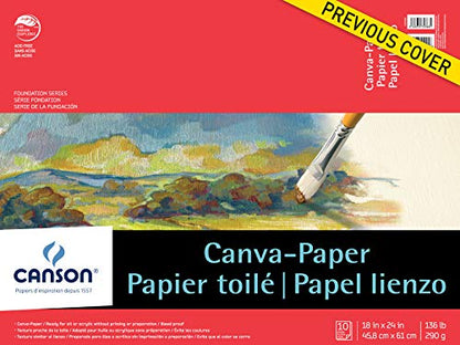 Canson Artist Series Canva-Paper, Foldover Pad, 18x24 inches, 10 Sheets (136lb/290g) - Artist Paper for Adults and Students - Oil Paint, Acrylic Paint, Mixed Media, Art Journaling - size: 18" x 24"