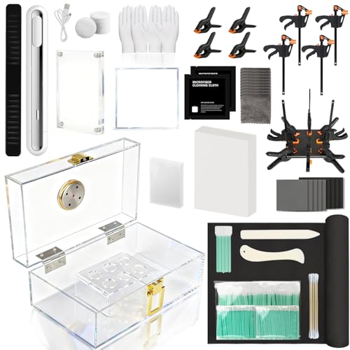 DEDC Card Cleaning Kit Flattening Restoration Repair Care Sport Card with Heat Pen, Acrylic Humidor and Accessories – Complete Solution for TCG Collectors and Enthusiasts Premium - style: DEDC PREMIUM