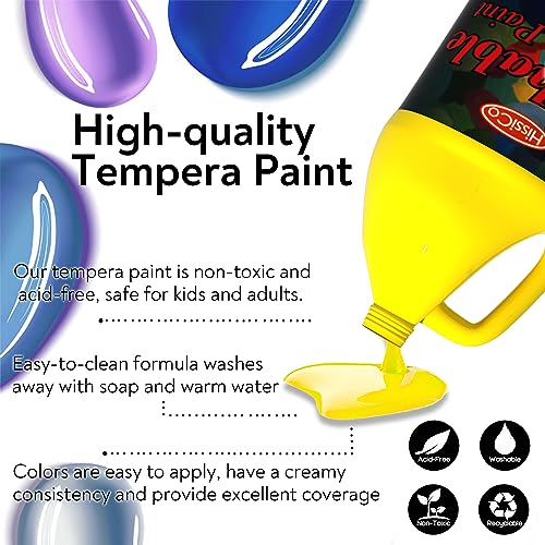 HissiCo Washable Tempera Paint for Kids,Yellow(128 oz/1 Gallon) Liquid Poster Paint, Non-Toxic Kids Paint with Fluorescent Glitter Metallic Neon Colors for Finger Painting, Hobby Painters