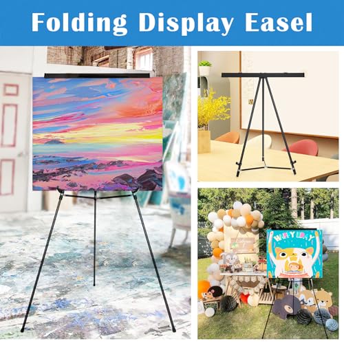 Falling in Art Extra Large 70" High Flip Chart Tripod Display Easel, Black Heavy Duty Aluminum Presentation Stand, Showroom Display Stand for Signs, Paintings, and Posters - style: 70'' Black 1-Pack