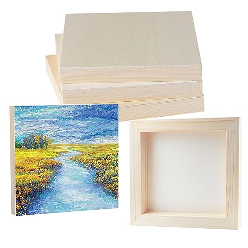 10 Pack Wood Board 8 x 8 inch Unfinished Wooden Canvas Board Square Wood Board Wooden Canvas Board Blank Wooden Canvas for Painting Painting Pouring Burning and DIY Craft Projects - size: 8inch