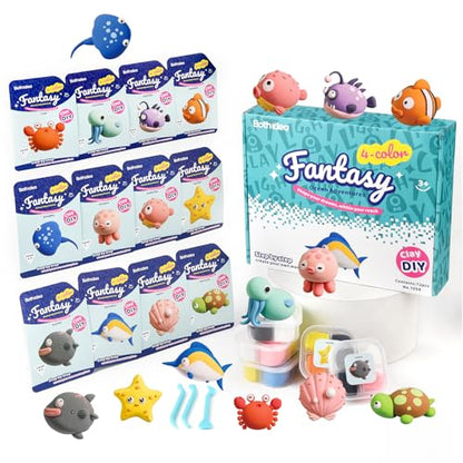 Both idea Air Dry Clay Kit, Ocean Theme | 12 Packs, Non-Toxic Kids Gift | School & Party: Perfect for classroom art activities, birthday party favors, creative family DIY, and holiday celebrations. - style: Ocean Adventure