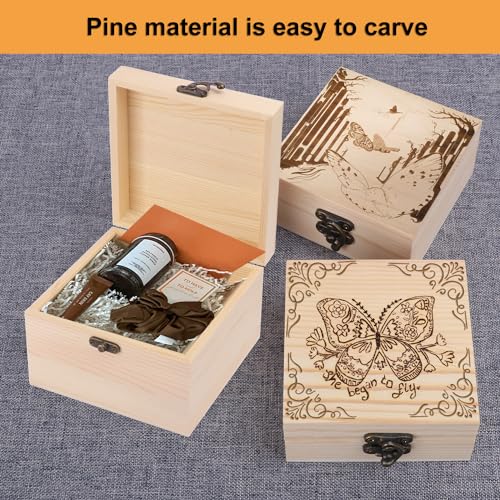 GNIEMCKIN 8 Pack Wooden Box, Unfinished Unpainted Wood Boxes for Crafts, DIY Projects, and Jewelry Storage (6x6x4 inch) - size: 8 Pack (6x6x4 inch)