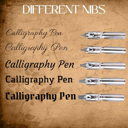 Joyeee Green Quill Pen and Ink Set, including Punk Mechanical Style Feather Pen, Black Ink, Pen Holder, Gift Box, Fancy Writing Pen Calligraphy Kit for Writing Lovers to Creative Hand Lettering - color: Green Feather Pen Set