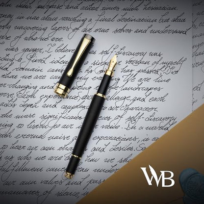 Wordsworth & Black Calligraphy Pen Gift Set, Includes Ink Bottle, 6 Cartridges, Refill Converter, 6 Replacement Nibs, Luxury Bamboo, Journaling, Smooth Writing Pens [Black Wood] - color: Black Wood