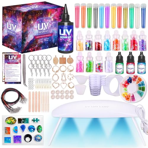 Insnug UV Resin Jewelry Making Kit with Silicone Molds UV Light for Adult,DIY Kits Jewelry Bracelet Making Kits Supplies Necklace Keychain Bracelet Arts and Crafts Resin Bundle