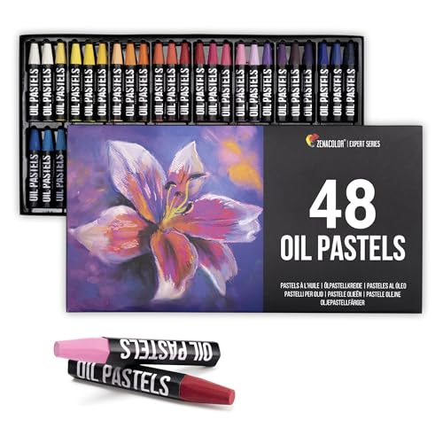 Zenacolor Oil Pastels for Artists (Set of 48) - pastel oil pastels for kids - High-Pigment Water-Resistant Oil Pastel Colors - Soft Texture, No Residue - Art Supplies for Artists