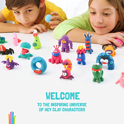 HEY CLAY Set - Colourful Modeling Air Dry Clay Kit for Kids 15 cans and Sculpting Tools with Fun Interactive Instructions App - Children 3+ (Aliens) - style: Aliens