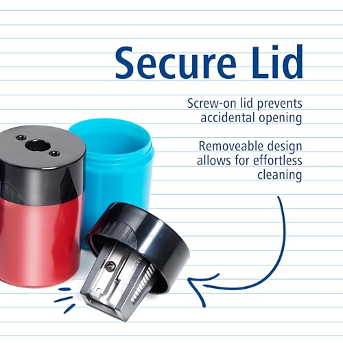 STAEDTLER pencil sharpener, premium quality sharpener with screw-on lid, prevents accidental openings, compact size for pencil case and work-station, 511 63BK