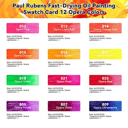 Paul Rubens Oil Paint, 12 Neon Colors with High Saturation, 50ml Large Tubes, Faster Drying Time, Art Supplies for Artists, Students, Beginners - color: 12 Neon Colors
