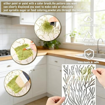 16 Pieces Stencils for Painting, Abstract Texture Mixed Media Art Supplies Crafts Reusable Layering Stencil Brick Pattern Templates for Drawing Card Making Canvas Furniture Paper (Type-A) - style: TYPE-A