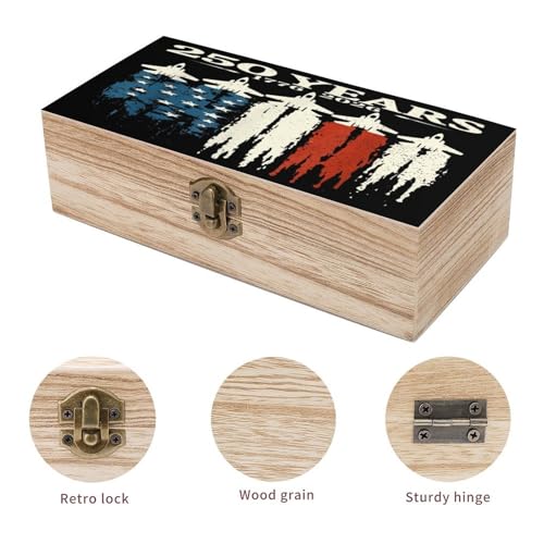 250 Year America Anniversary 1776 2026 Usa Flag Airplane Smoke Jewelry Box Wooden Rustic Multi-Purpose Organizer with Front Clasp for Jewelry, Crafts, Accessories & Small Items - color: style-7