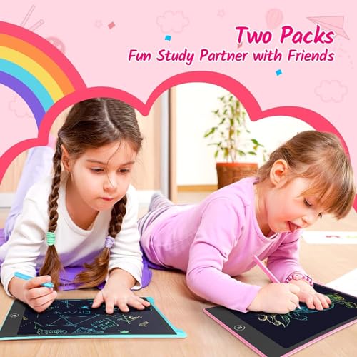 TECJOE 10 Inch 2 Pack LCD Writing Tablet, Colorful Doodle Board Drawing Tablet for Kids, No Mess Toddler Travel Learning Toys, Christmas Birthday Gifts for 3 4 5 6 7 8 Year Old Boys Girls Preschooler - color: Blue Pink