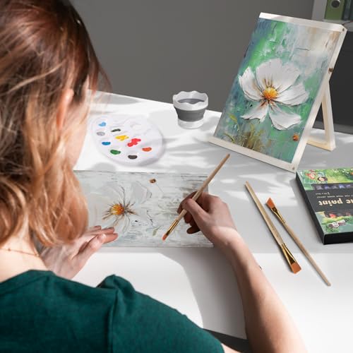 LEYEDZ 41PCS Acrylic Paint Set,Art Kit for Kids Adults Beginners | 24 Acrylic Paints,8 Brushes,5 Canvas Panels,Palette,Cup & Towel,Foldable Adjustable Table Easel for Home School Travel